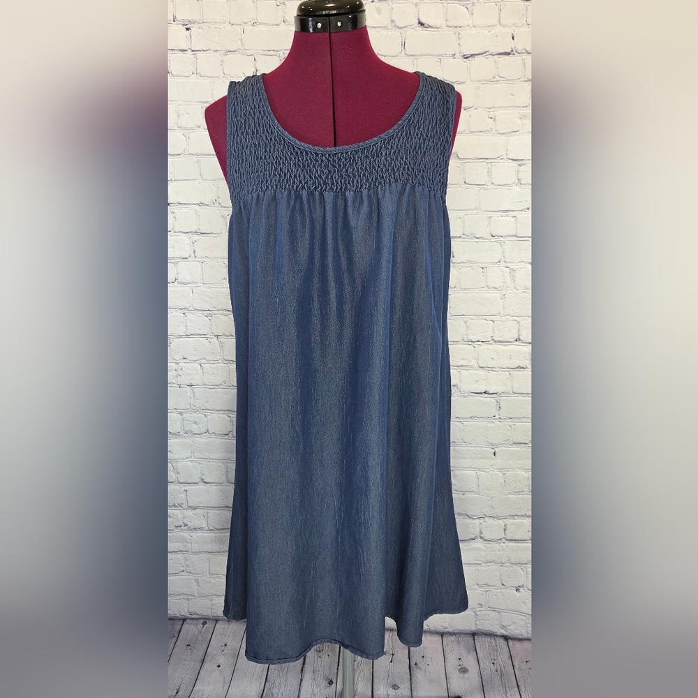 NAIF Blue Smocked A-Line Dress